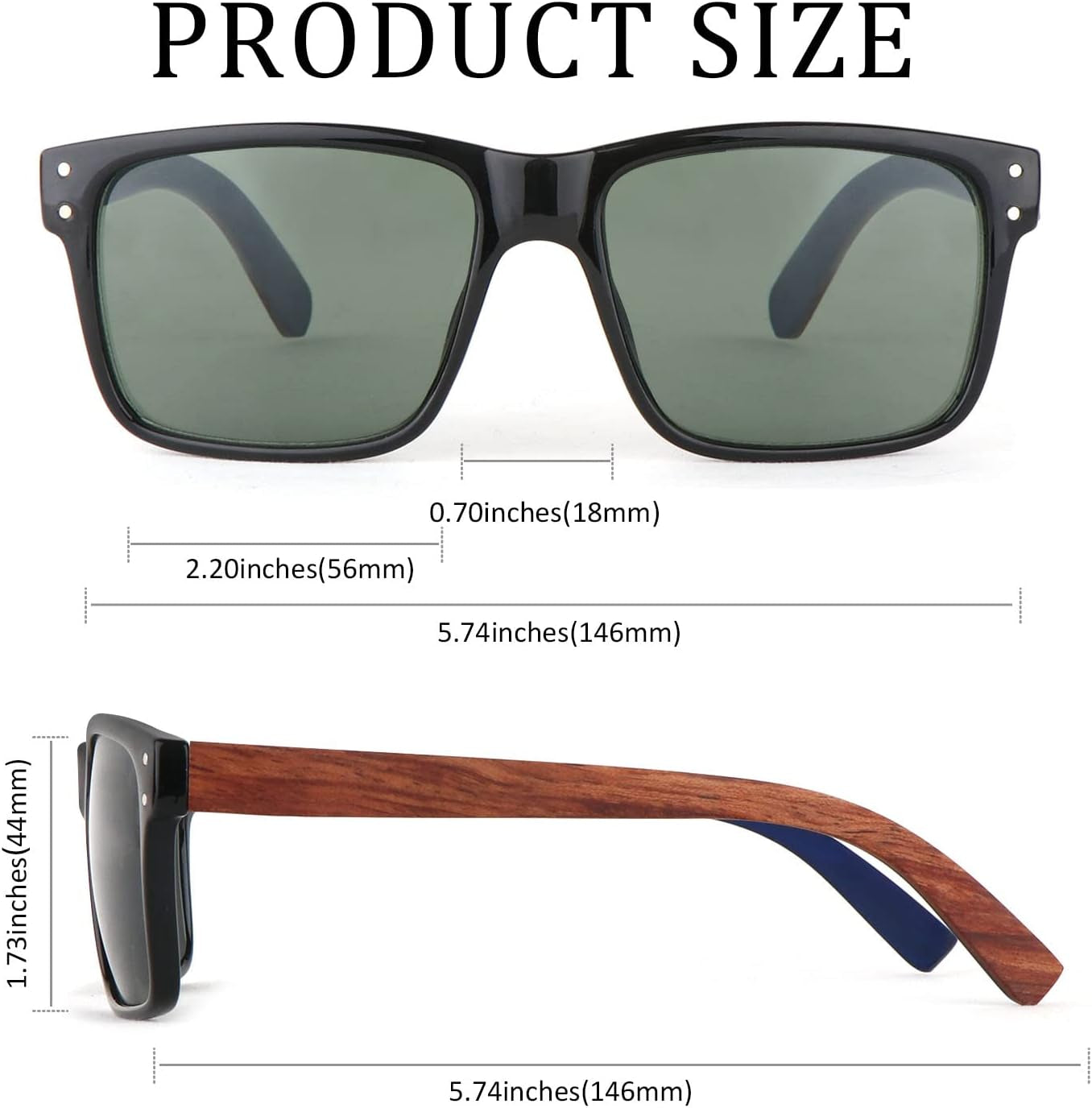 Wood Sunglasses for Men and Women Vintage Polarized Lenses Uv Protection Bamboo Wooden Sun Glasses
